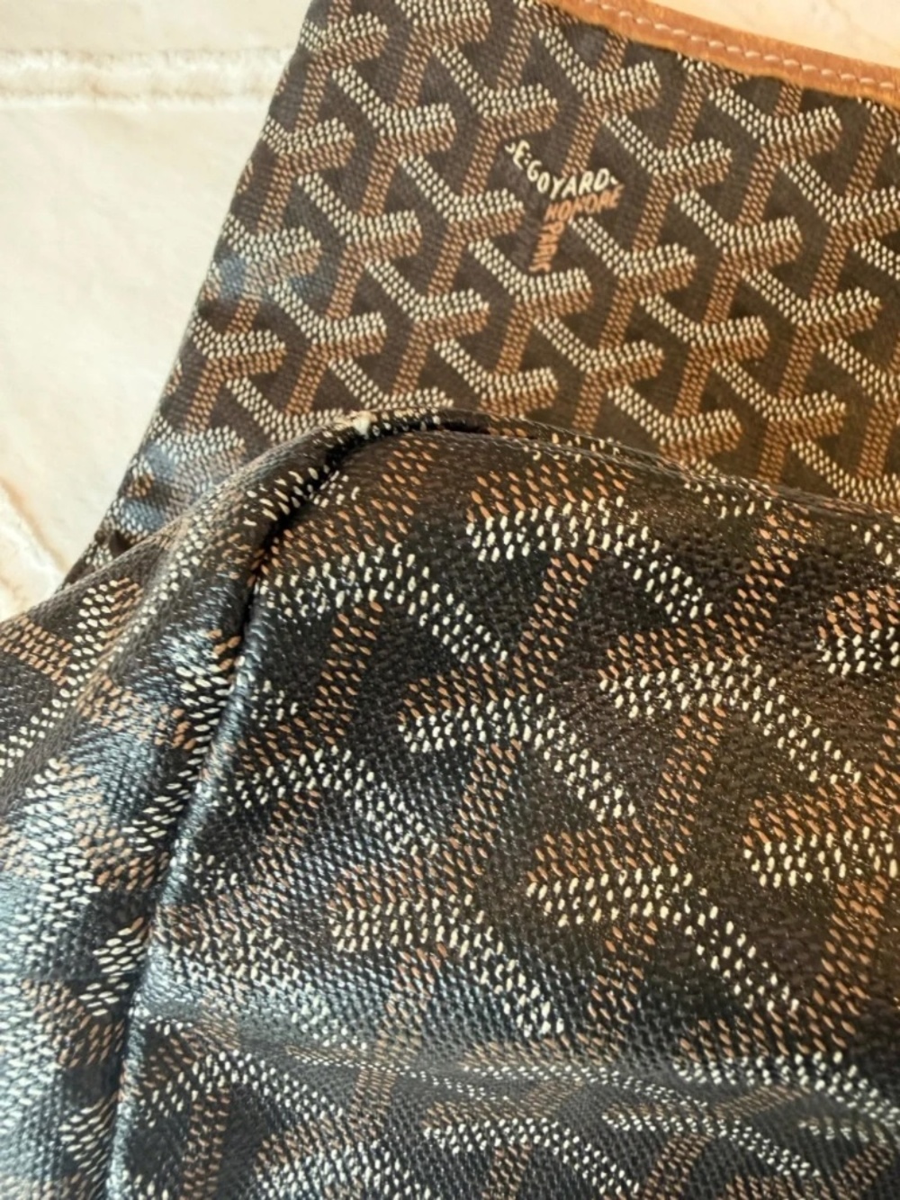 AUTHENTIC GOYARD ST. LOUIS TOTE, PM, BLACK AND TAN - Picture 12 of 16